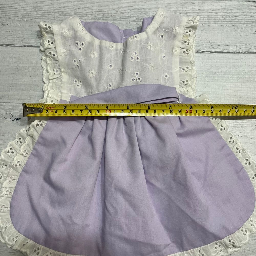 Vintage baby apron dress purple and white 18 months - Picture 8 of 8